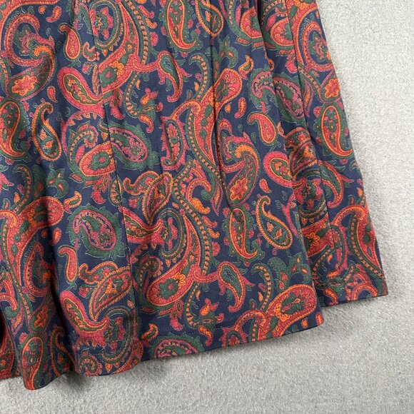 Vtg Lands' End Womens L 12-14 Cotton Paisley Print Pull‎ On Flare Skirt Made USA - Picture 5 of 9